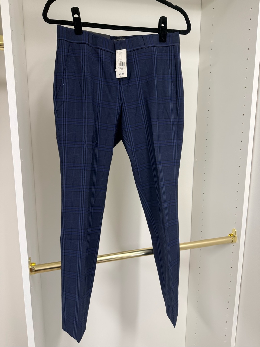 Banana Republic Slim Fit Blue Plaid Dress Pants